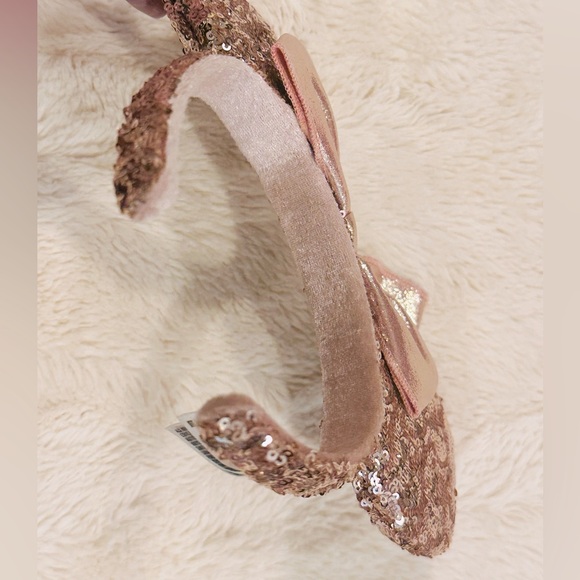 Disney Parks Minnie Mouse Sequin Ear Headband w/ Bow - Rose Gold & Pink - NWOT - Picture 8 of 9